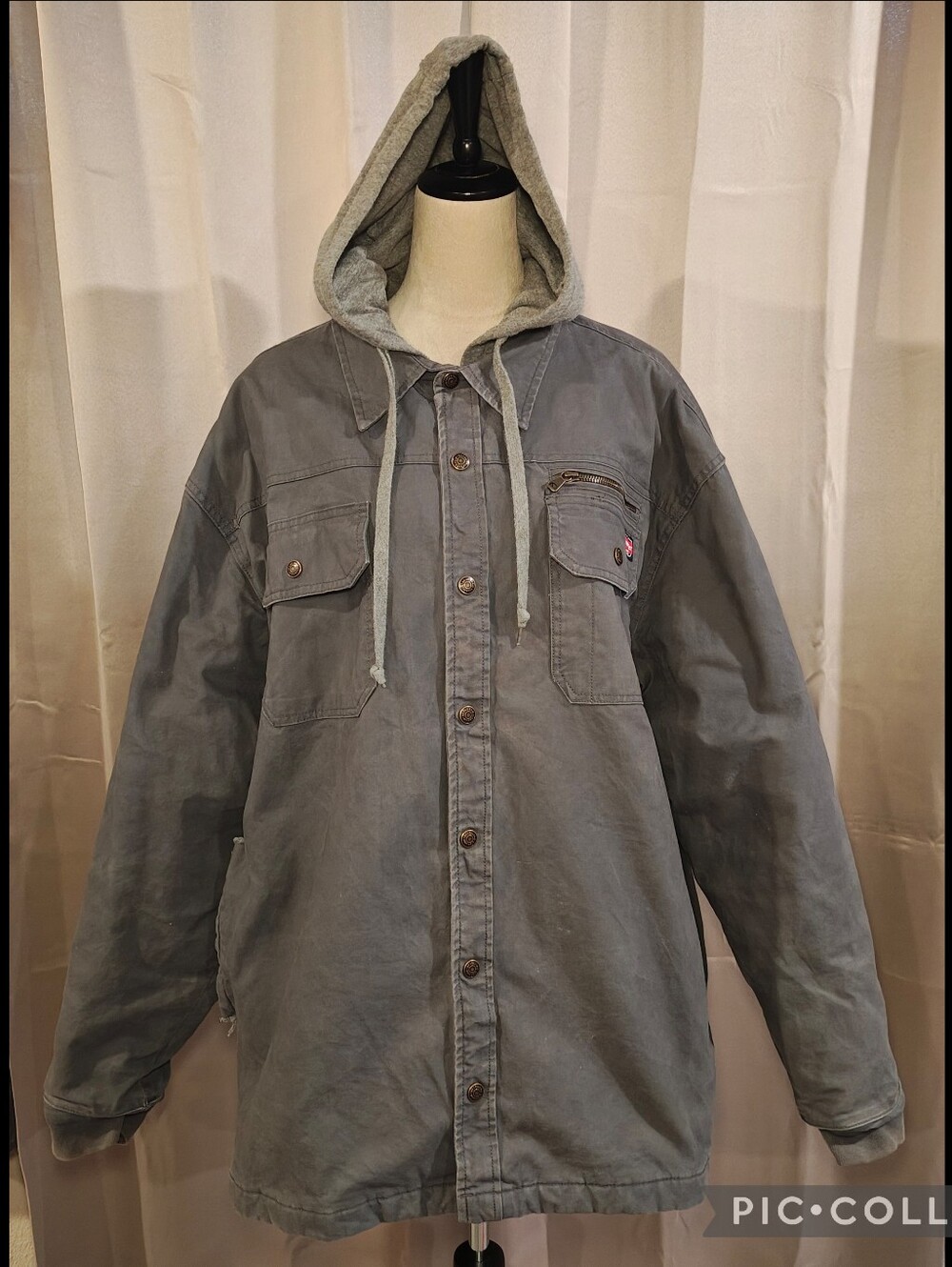 🖤Vintage Wrangler Workwear Grey Hooded Duck Canvas Heavy Duty Utility Jacket🩶